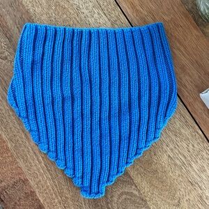 Royal Blue Knit Backless Bandeau Crop Top